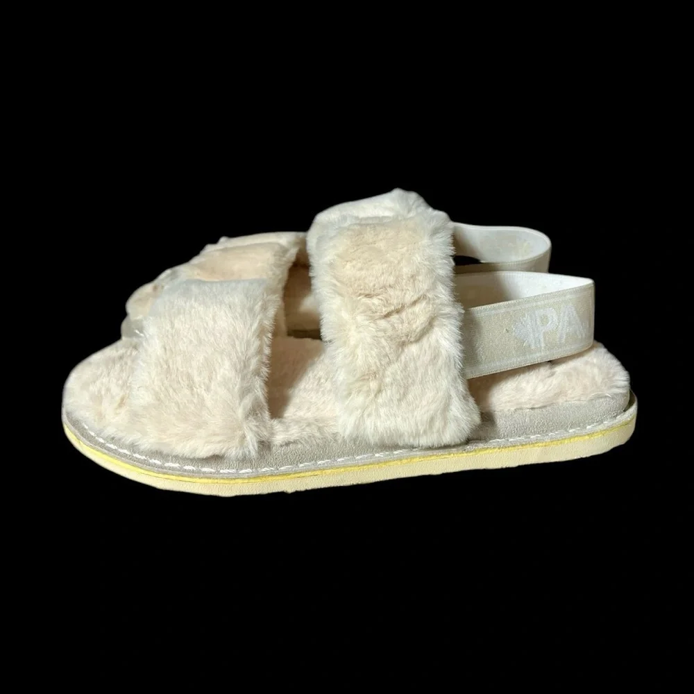 🌻NEW w.tags PAJAR Ivory Mara Strap Fuzzy Slippers Women's US Size 10 | EU 41